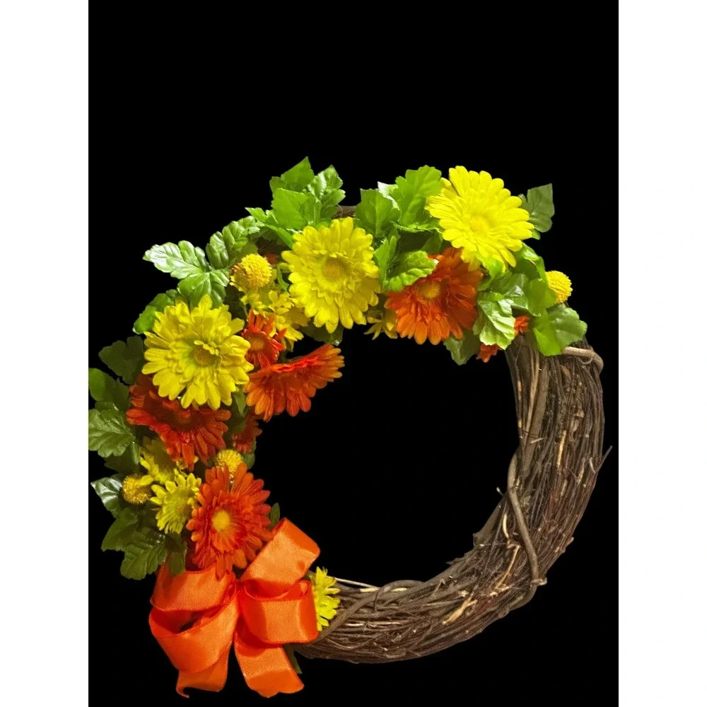 Colorful Handmade Spring Wreath: Faux Floral Door Accent